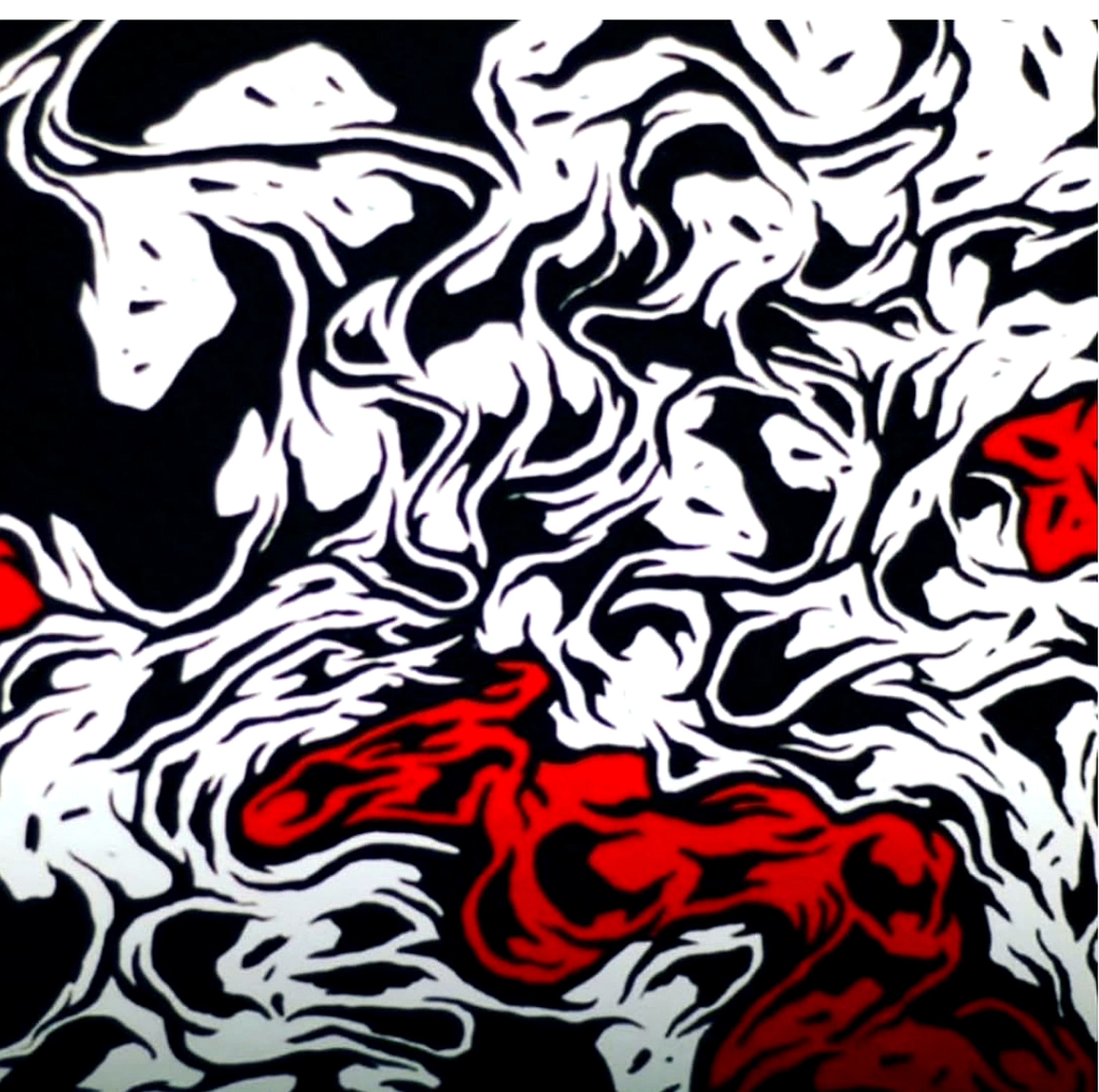 Askew — black white and red acrylic on canvas