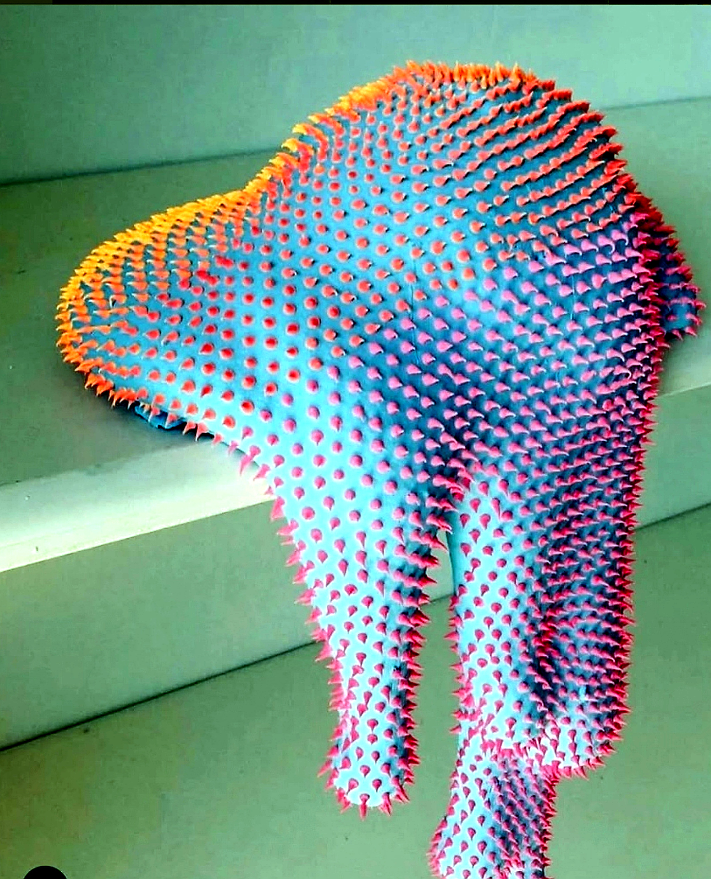 Dan Lam — spiky drip sculpture, blue pink orange